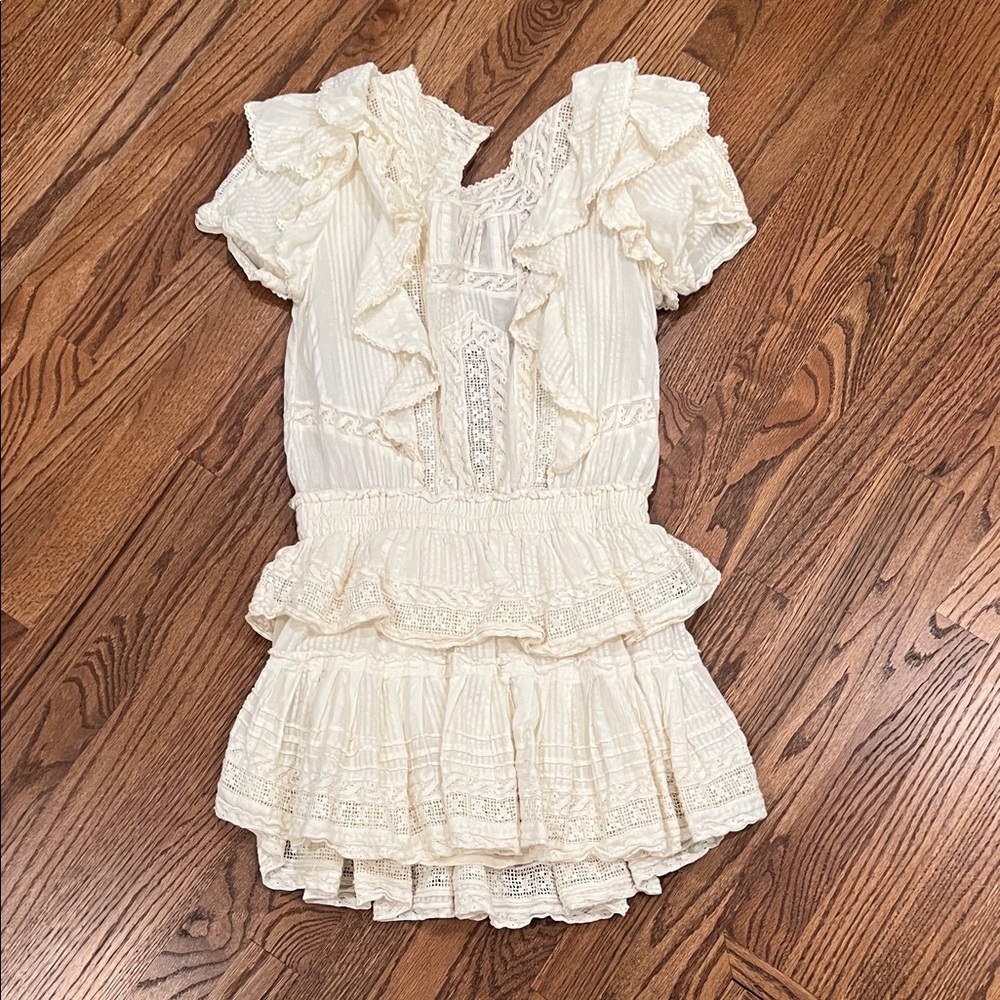 LoveShackFancy Cream Mini Dress